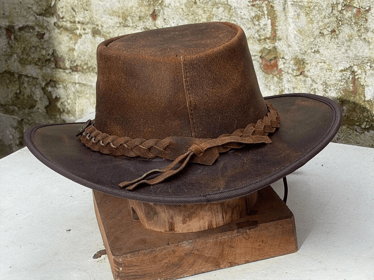 Australian Western Outback Cowboy Hat – Vintage Crazy Horse Leather Unisex, New Arrival
