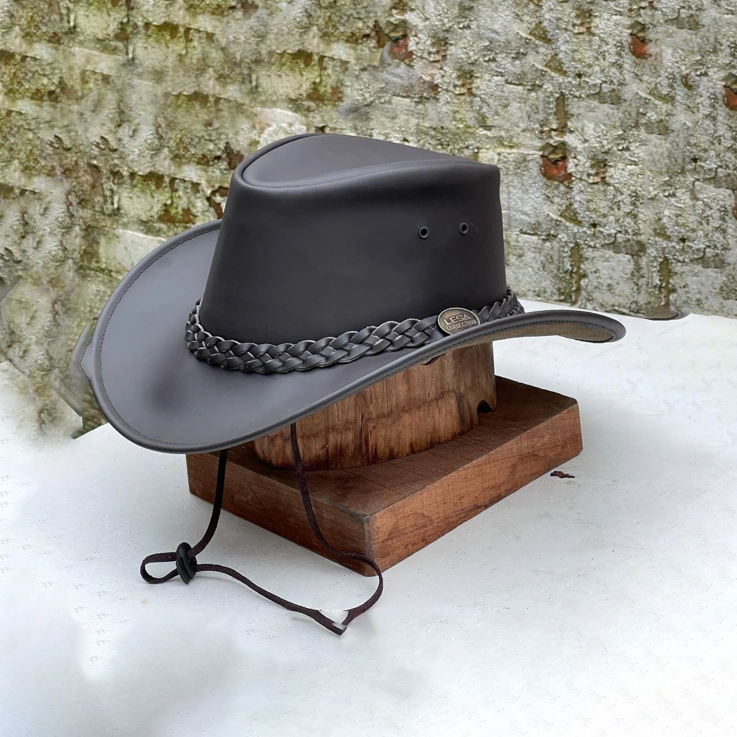 Australian Western Genuine Style Leather Outback Bush Hat Men's Women Brown & Black