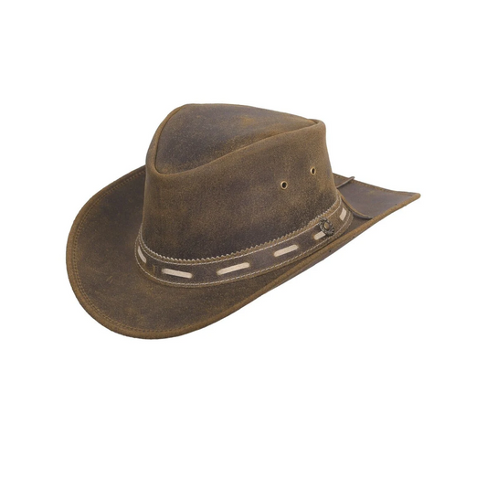 Australian Western Style Tan Crazy Leather Vintage Cowboy Hat for Kids & Children