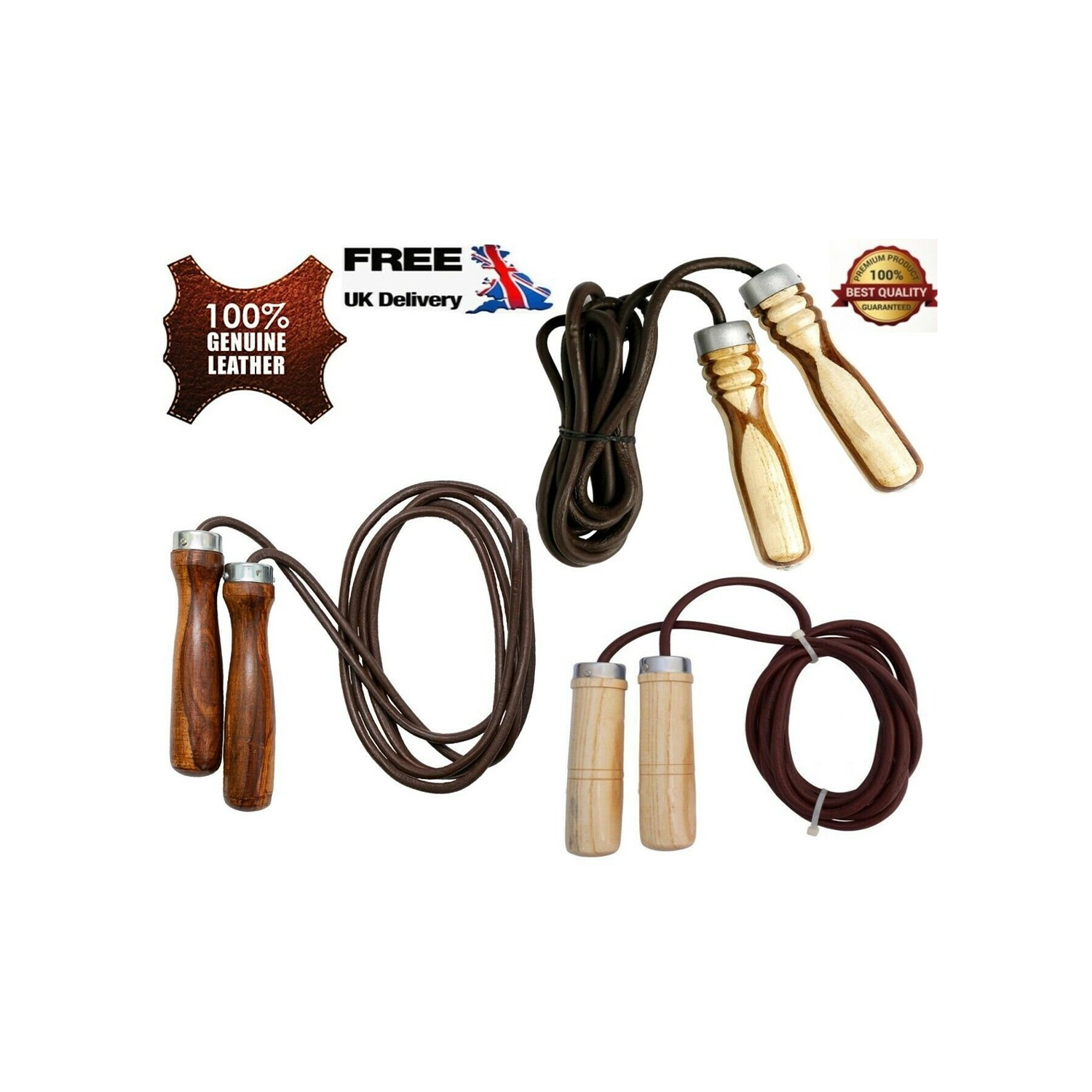 Leather Skipping Rope Fitness Gym Exercise Workout