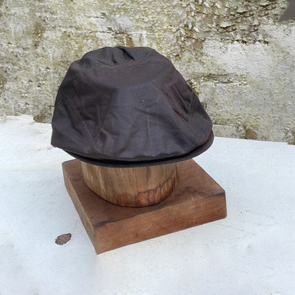 Men's Flat Cotton Wax Peaky Newsboy Cabbie Cap Brown