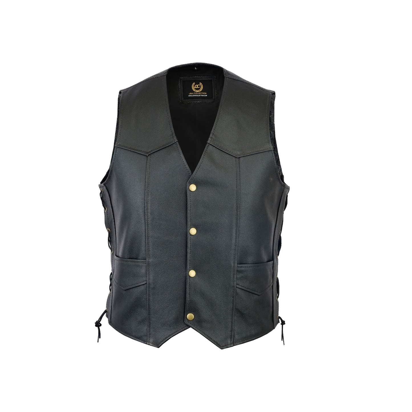 Men's Genuine Real Leather Biker Motorcycle Waistcoat Embellished Eagle Vest