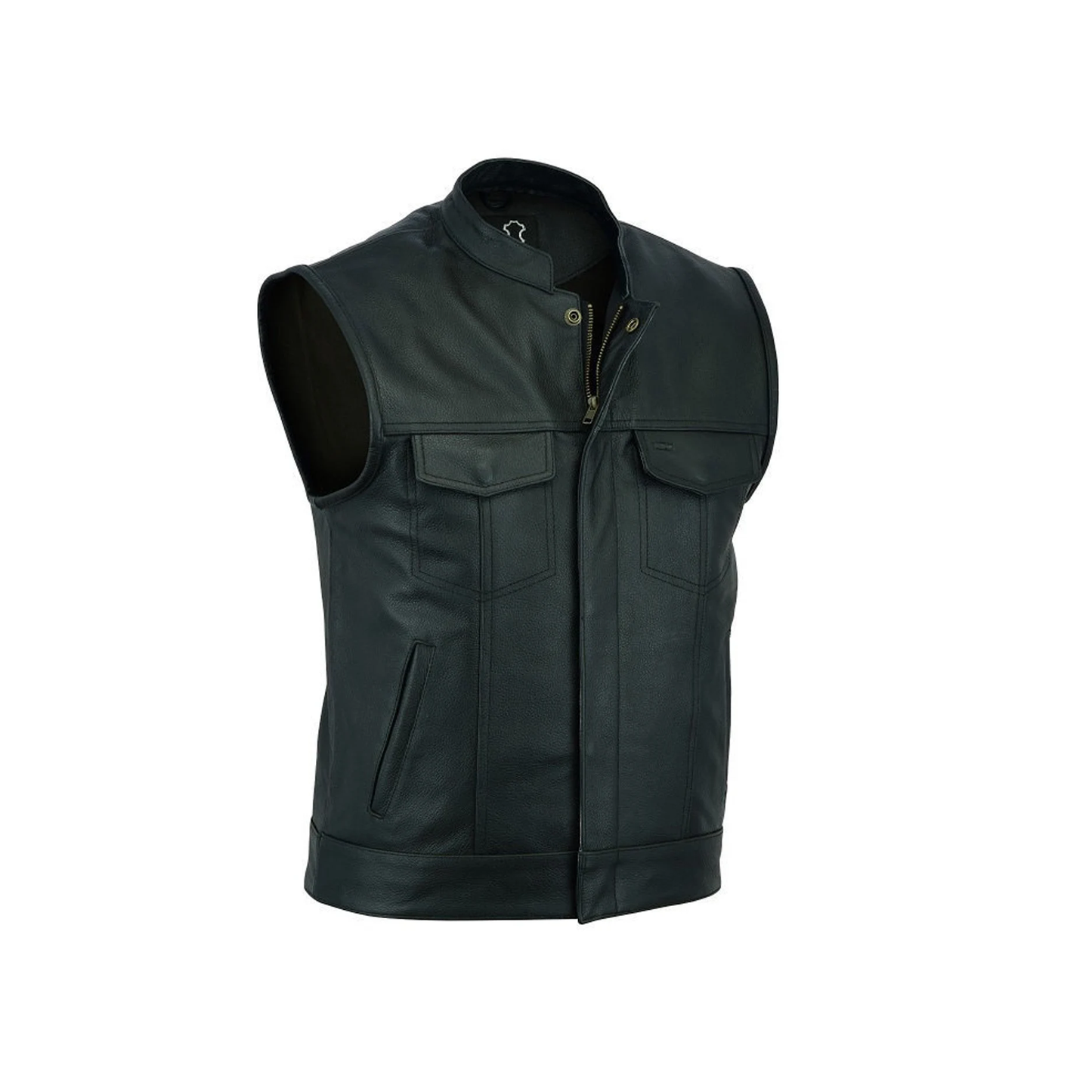 Men's Sons of Anarchy Style Leather Full Grain Cut Off Waistcoat Vest