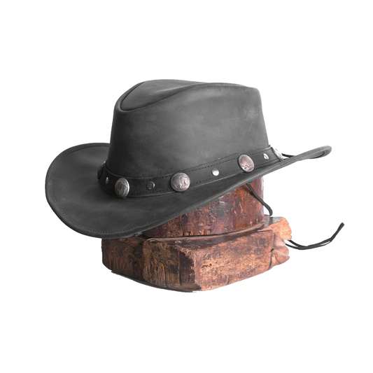 Mens Australian Outback Vintage Western Style Cowboy Buffalo Coin hat black