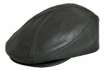 Mens Real Peaky Leather Flat Cap Newsboy Cabbie Gatsby Golf Cap Driver