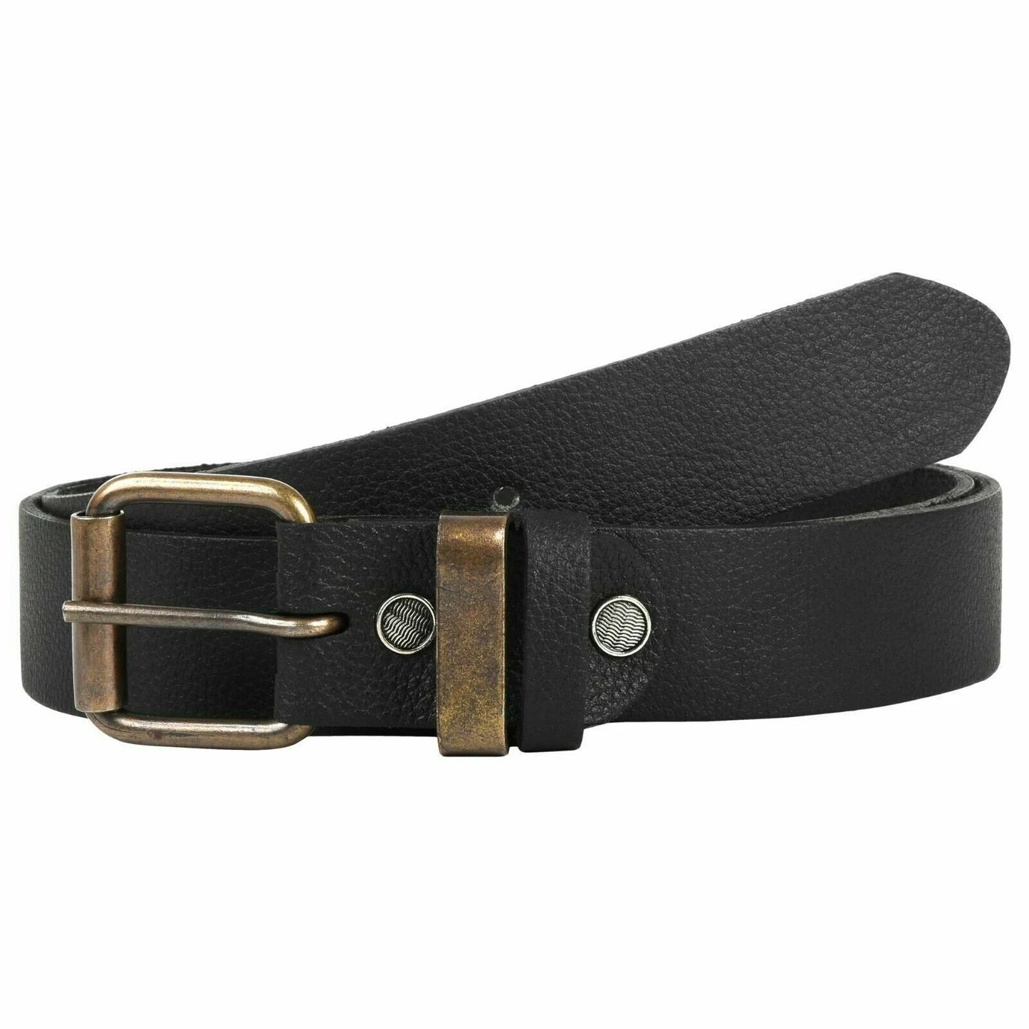 Mens Genuine Leather Buckle Belts Antique Silver