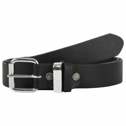 Mens Genuine Leather Buckle Belts Antique Silver