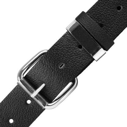 Mens Genuine Leather Buckle Belts Antique Silver