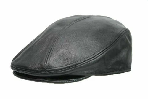 Mens Real Peaky Leather Flat Cap Newsboy Cabbie Gatsby Golf Cap Driver