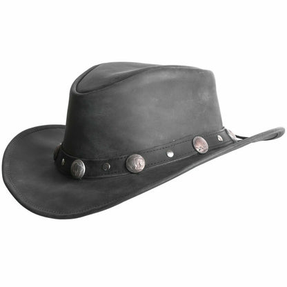 Mens Australian Outback Vintage Western Style Cowboy Buffalo Coin hat black