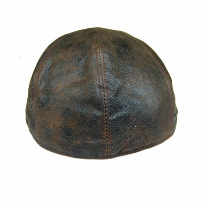 Real Genuine Leather Ivy Cap Distressed Leather Gatsby Newsboy Brown Flat Cap/ Hat