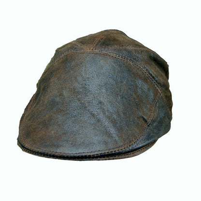 Real Genuine Leather Ivy Cap Distressed Leather Gatsby Newsboy Brown Flat Cap/ Hat