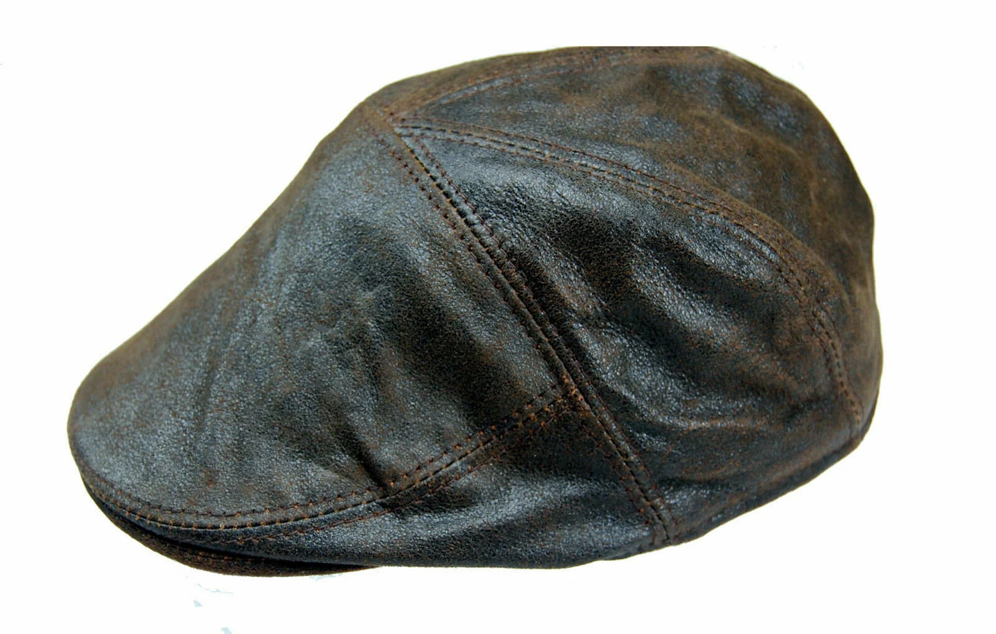 Real Genuine Leather Ivy Cap Distressed Leather Gatsby Newsboy Brown Flat Cap/ Hat