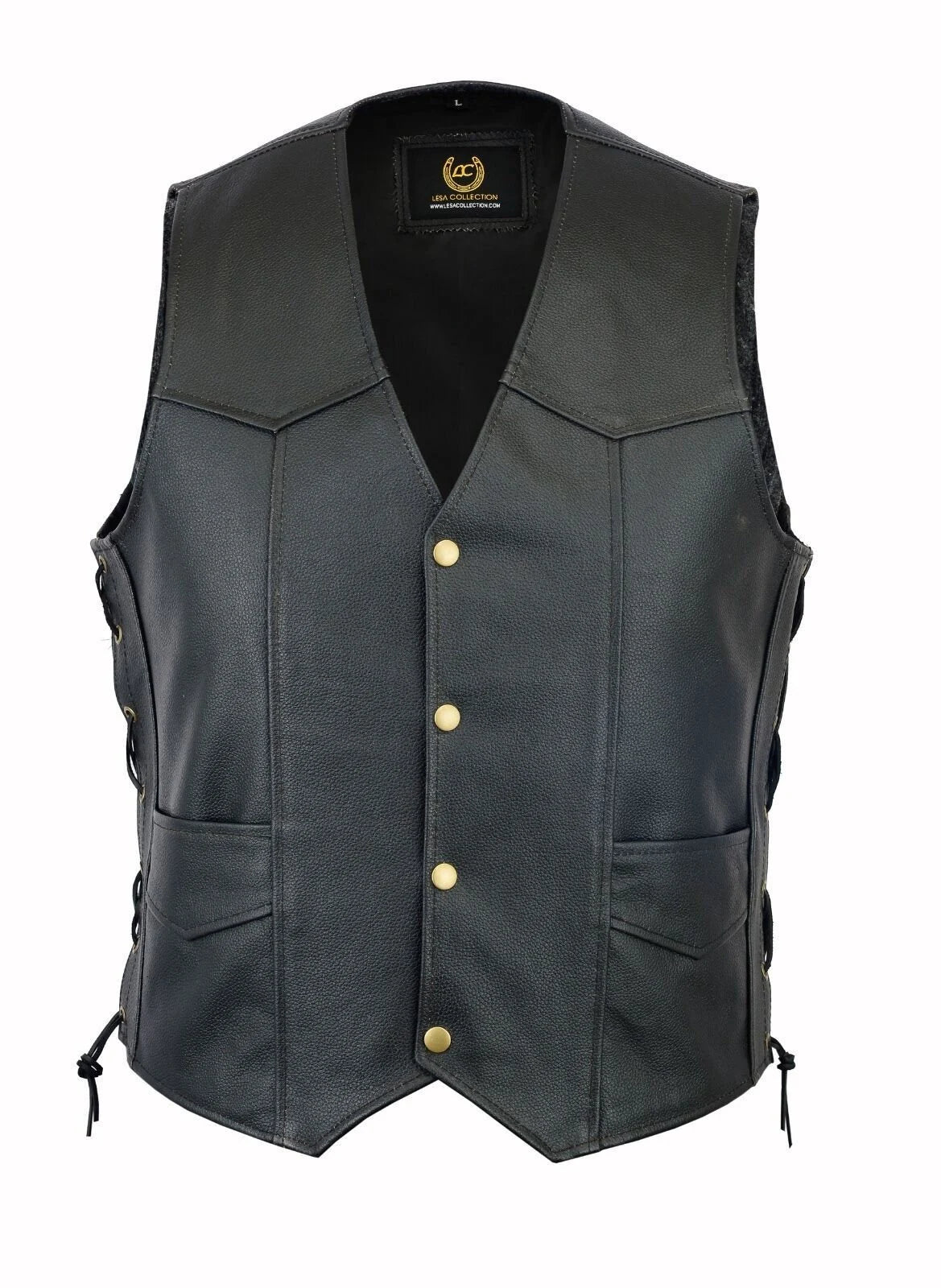 Men's Genuine Real Leather Biker Motorcycle Waistcoat Embellished Eagle Vest