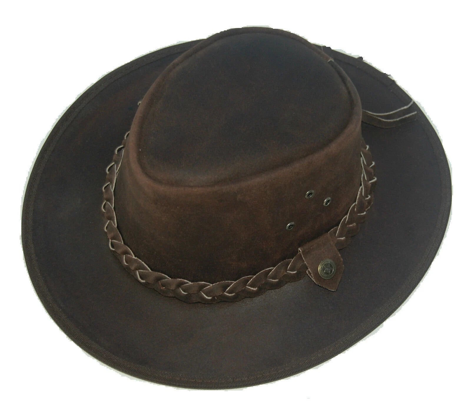 Australian Genuine Leather Western Outback Bush Cowboy Hat Handmade Brown