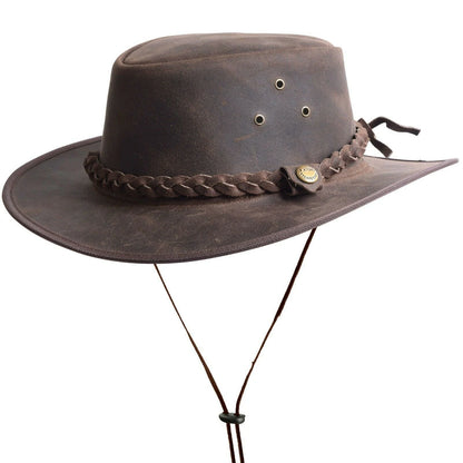 Men's Australian Western Cowboy Outback Crazy Leather Vintage Brown Hat Handmade