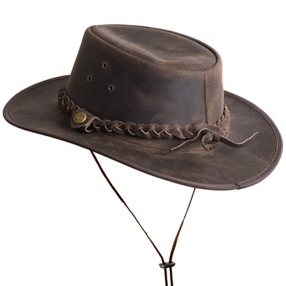 Men's Australian Western Cowboy Outback Crazy Leather Vintage Brown Hat Handmade