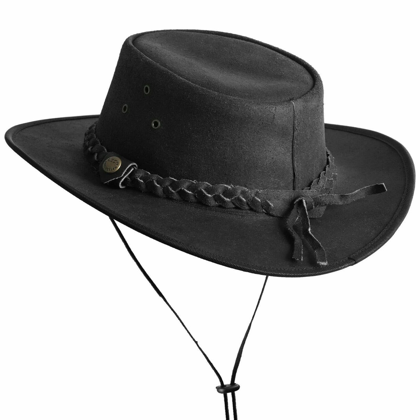 Men's Australian Western Cowboy Outback Vintage Black Crazy Hat Handmade