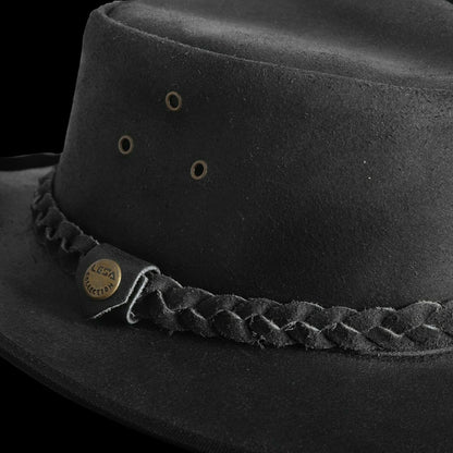 Men's Australian Western Cowboy Outback Vintage Black Crazy Hat Handmade