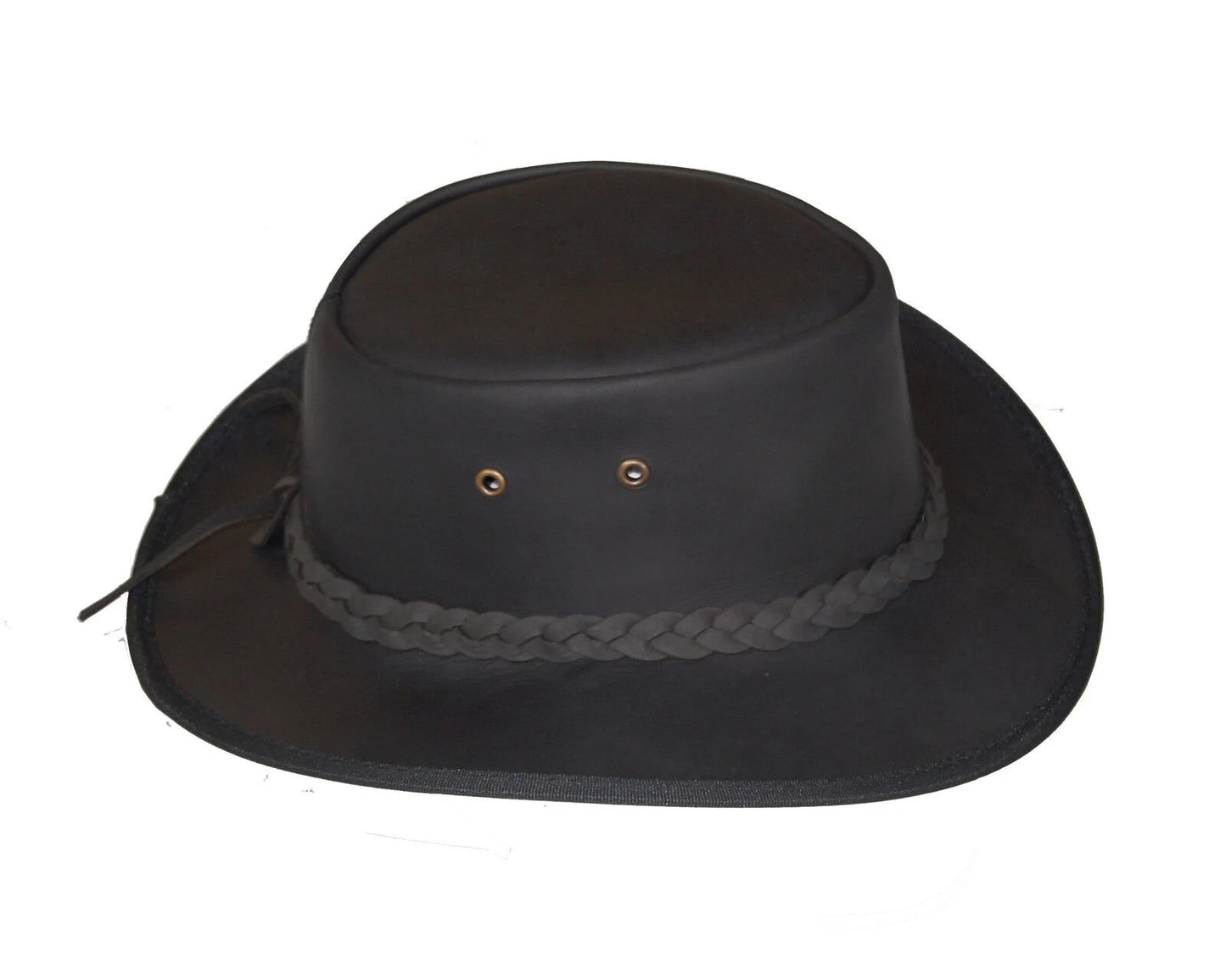 Australian Style Western Cowboy Real Leather Black Bush Outback Hat