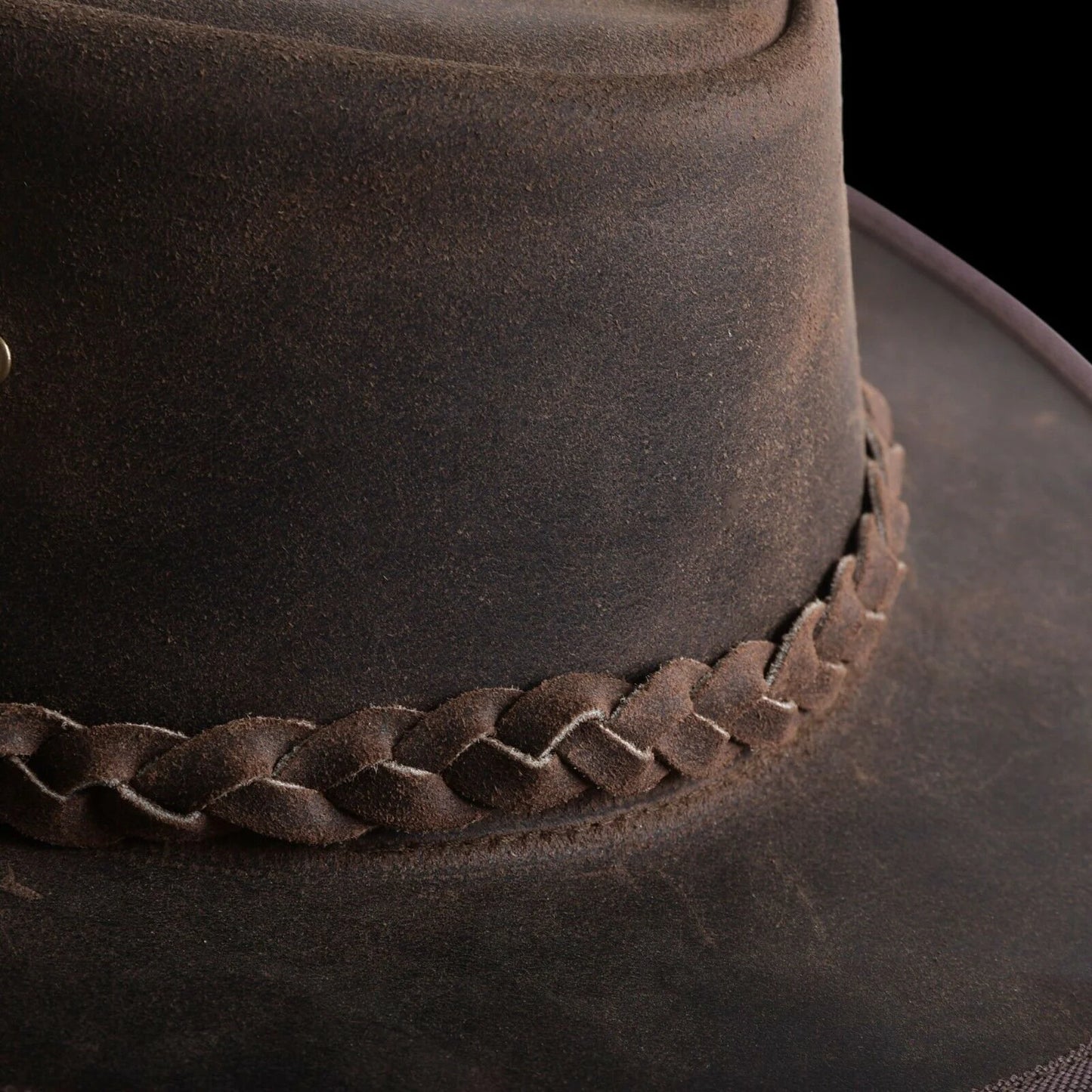 Men's Australian Western Cowboy Outback Crazy Leather Vintage Brown Hat Handmade