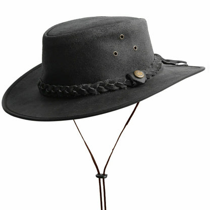 Men's Australian Western Cowboy Outback Vintage Black Crazy Hat Handmade