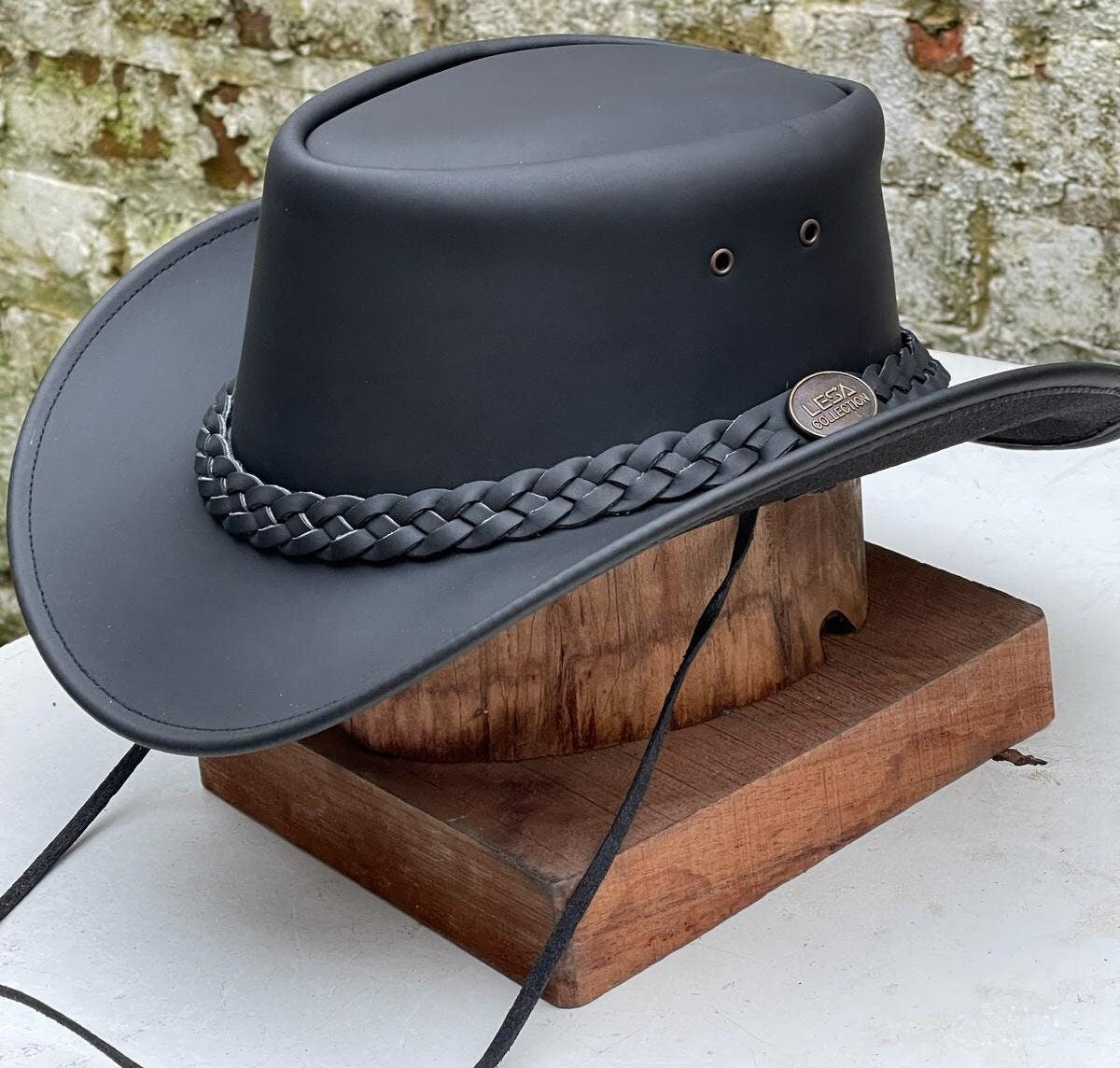 Australian Western Genuine Style Leather Outback Bush Hat Men's Women Brown & Black