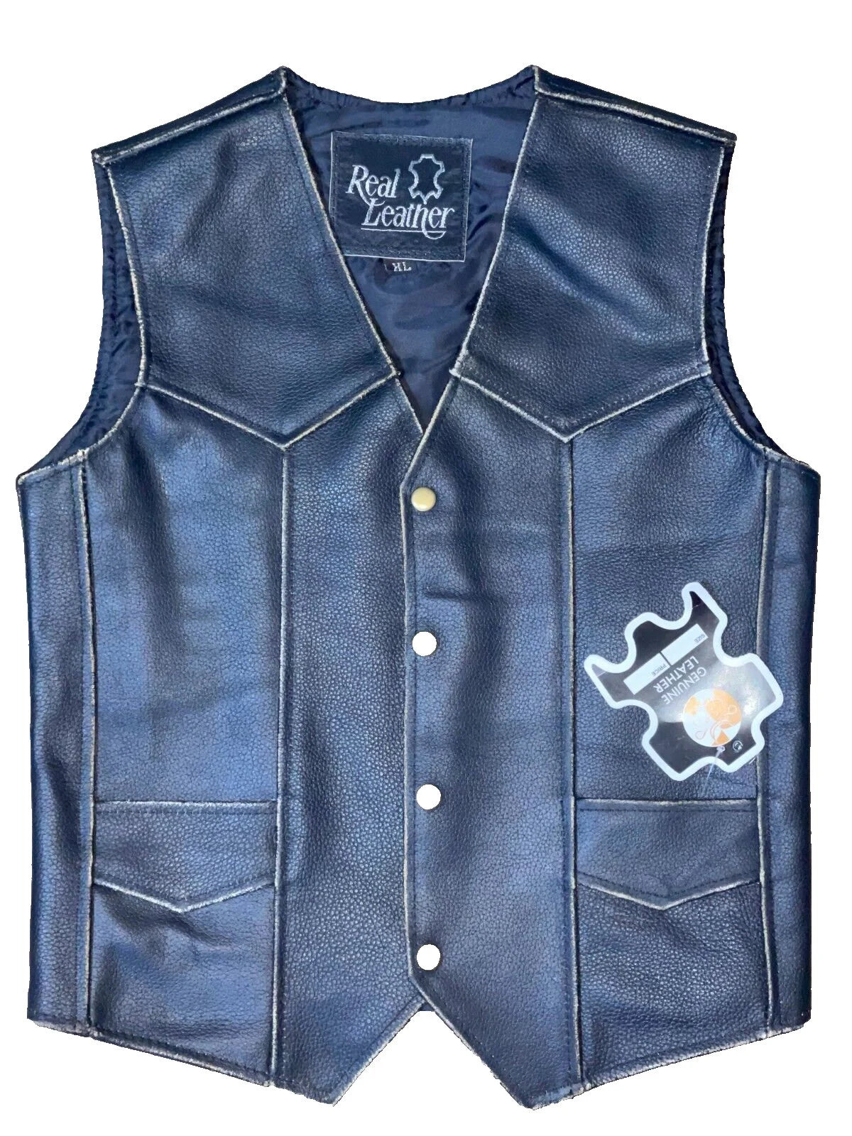 Kids Real Genuine Leather Waistcoat Biker Party Motorcycle Vest Boys & Girls