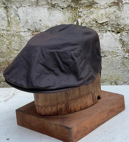 Men's Flat Cotton Wax Peaky Newsboy Cabbie Cap Brown