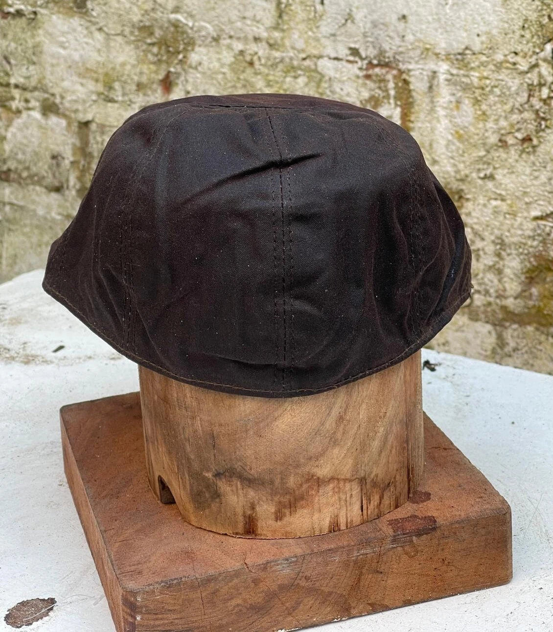 Men's Flat Cotton Wax Peaky Newsboy Cabbie Cap Brown