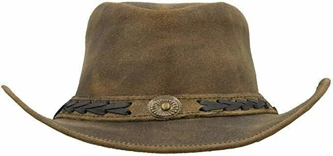 Kid's Children's Australian Western Cowboy Style Tan Crazy Horse Bush Party Hat