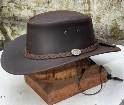 Australian Western Leather Vintage Outback Hat Unisex Outback Bush Cowboy Hats