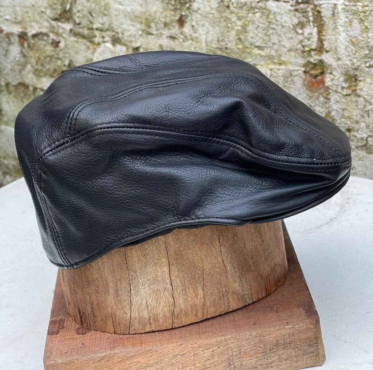 Mens Real Peaky Leather Flat Cap Newsboy Cabbie Gatsby Golf Cap Driver