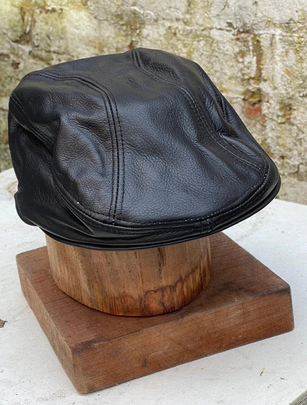 Mens Real Peaky Leather Flat Cap Newsboy Cabbie Gatsby Golf Cap Driver