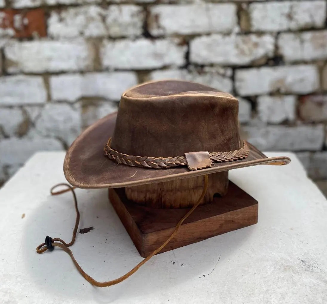 Australian Western Leather Cowboy Outback Tan Vintage New Colour Hat Unisex