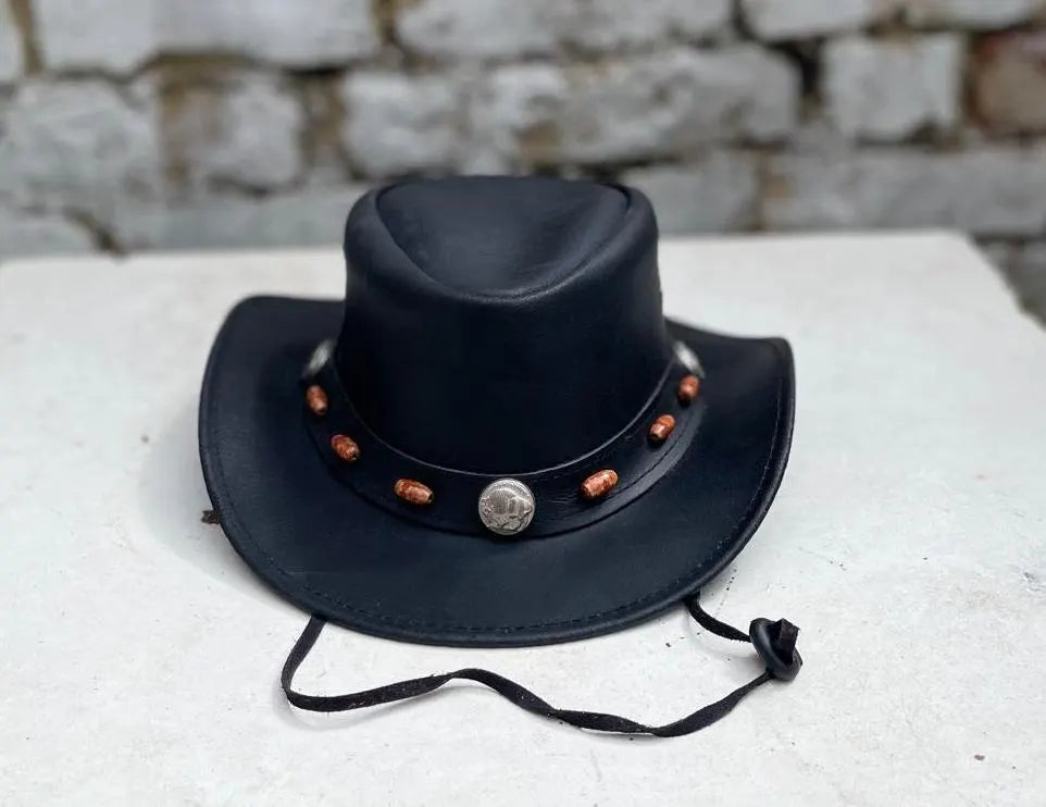 Kids Childrens Australian Western Cowboy Outback Bush Black Stetson Party Hat