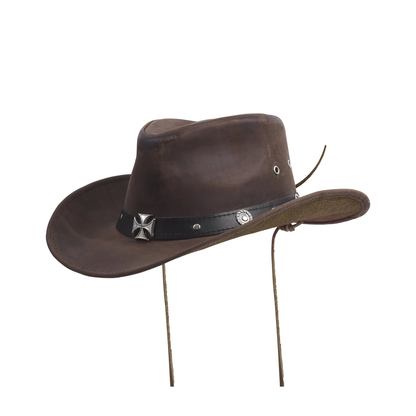 Handcrafted Western Cowboy Hat with Cross Embellishment - Unique Rodeo Style, Religious Fashion Statement, Cowboy Gift