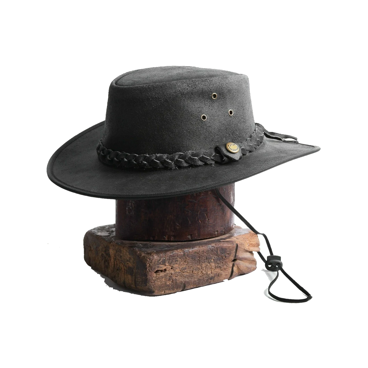 Men's Australian Western Cowboy Outback Vintage Black Crazy Hat Handmade